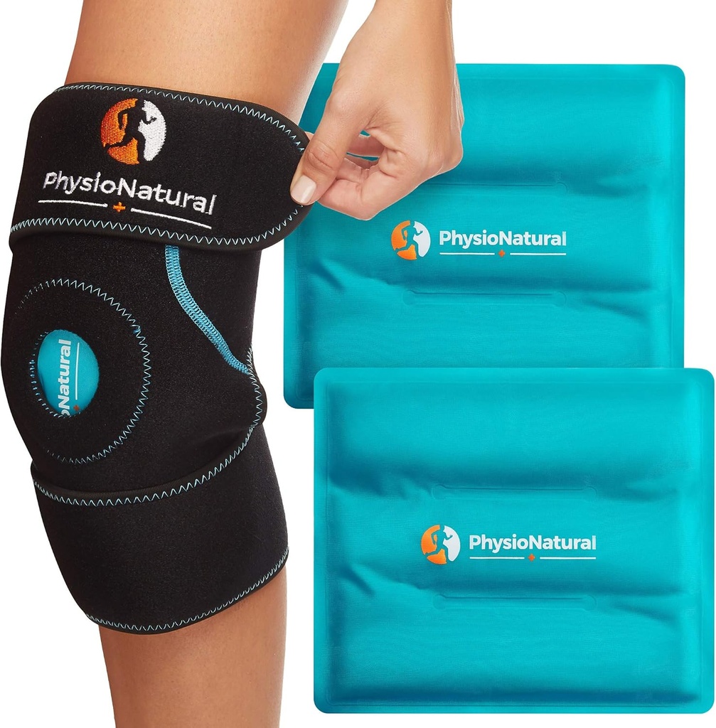 PhysioNatural Ice Pack til Knee Pain Relief, Genanvendelig Gel Ice Wrap til Ben Skader, Hævelse, Knee Erstatning Kirurgi, Kold Kompressor Terapi til Gigt, Meniscus Tear og ACL