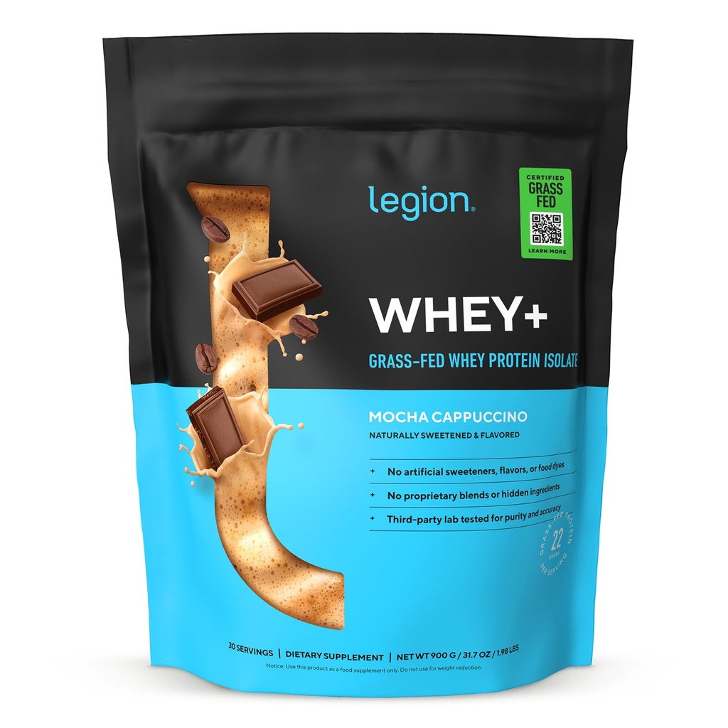 LEGION Whey + Protein Whey Isolate from Grass Fed Cows - Whey Protein Isolate Powder Low Calorie, Non- GMO, Sugar Free, Lactose and Gluten Free, All Natural Protein Powder for Men & Women 30 Servering