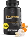 Livingood Daily Cholesterol Support med hvidløg, CoQ10, E-vitamin, Bergamot, Plant Steroler til krop og hjerte sundhed support, Understøtter LDL og triglycerider, Gluten Free, Vegan, 60 Kapsler