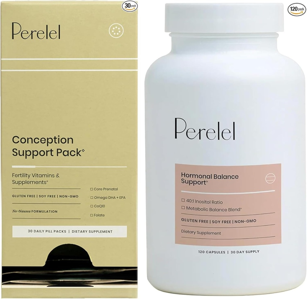 Perrelel Conception Support Pack & Hormone Balance Support, Prenatal Multivitamin til Fertilitet Wellness & Womens Supplement til Support Kvindelig Sundhed, 150 Pills