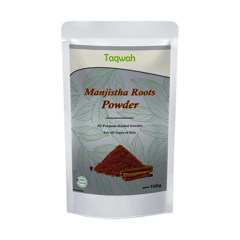 Manjistha Powder- Rubia Cordifolia til ansigt, hår, & Skin Care; 124; Cleanes & Ranifies, glødende hud Tone 124; Brug som ansigt maske, Exfoliating Scrub (100g)