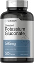Horbäach Chelated Kalium Gluconate Supplement: 124; 595 mg - 124; 300 kapsler - 124; vegetarisk, non- GMO, gluten fri
