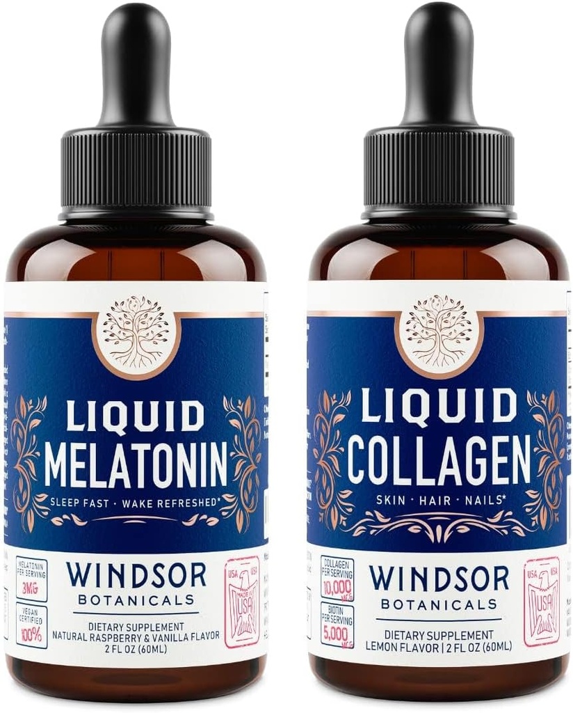 WINDSOR BOTANICALS Melatonin og collagen Flydende hvile og rekuperation Hudbundle