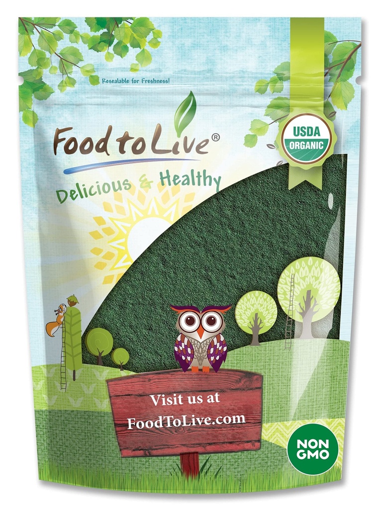 Fødevarer til levende økologisk chlorella pulver, 2 Pounds - Non-GMO, Kosher, Raw Green Algae, Vegan Superfood, Bulk, Pure Vegan Green Protein, Rich in Vitamin and Minerals, Great for Drinks, Broken Cell Wall