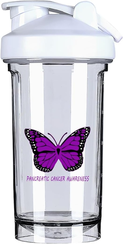 Pankreatisk kræft Bevidsthed 18 Ounce Shaker Flaske Drink Mixer Leakout Pre Workout Protein Shakes Meal Erstatning Shakes Flasker 500ML / 18 Oz White & -1 & -1