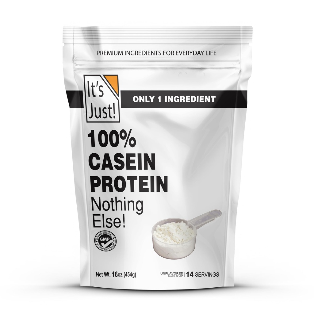 Det er bare! - 100% Casein Protein Powder, Made in USA, One Ingredient, Slow Burning, Time Release (1 Pund (pakke med 1), Unflavored)