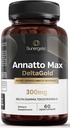 Sunergetic Premium Annatto Tocotrienol Supplement - med DeltaGold - Tocotrienoler E 300 mg - Understøtter lever, immunforsvar og hjerte sundhed - Delta + Gamma Tocotrienoler (60 flydende kapsler)