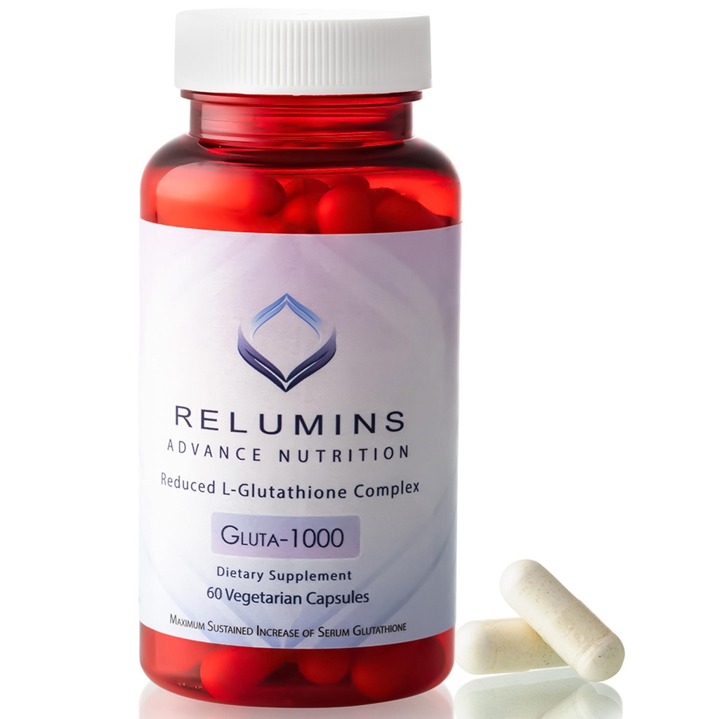 Reluminer L Glutathion Supplement Complex - Reduceret Glutathion 1000mg med Alpha Lipoic Acid & Rose HIPS kapsler til næret & Smoother Skin, Lavet i USA - 60 Caps