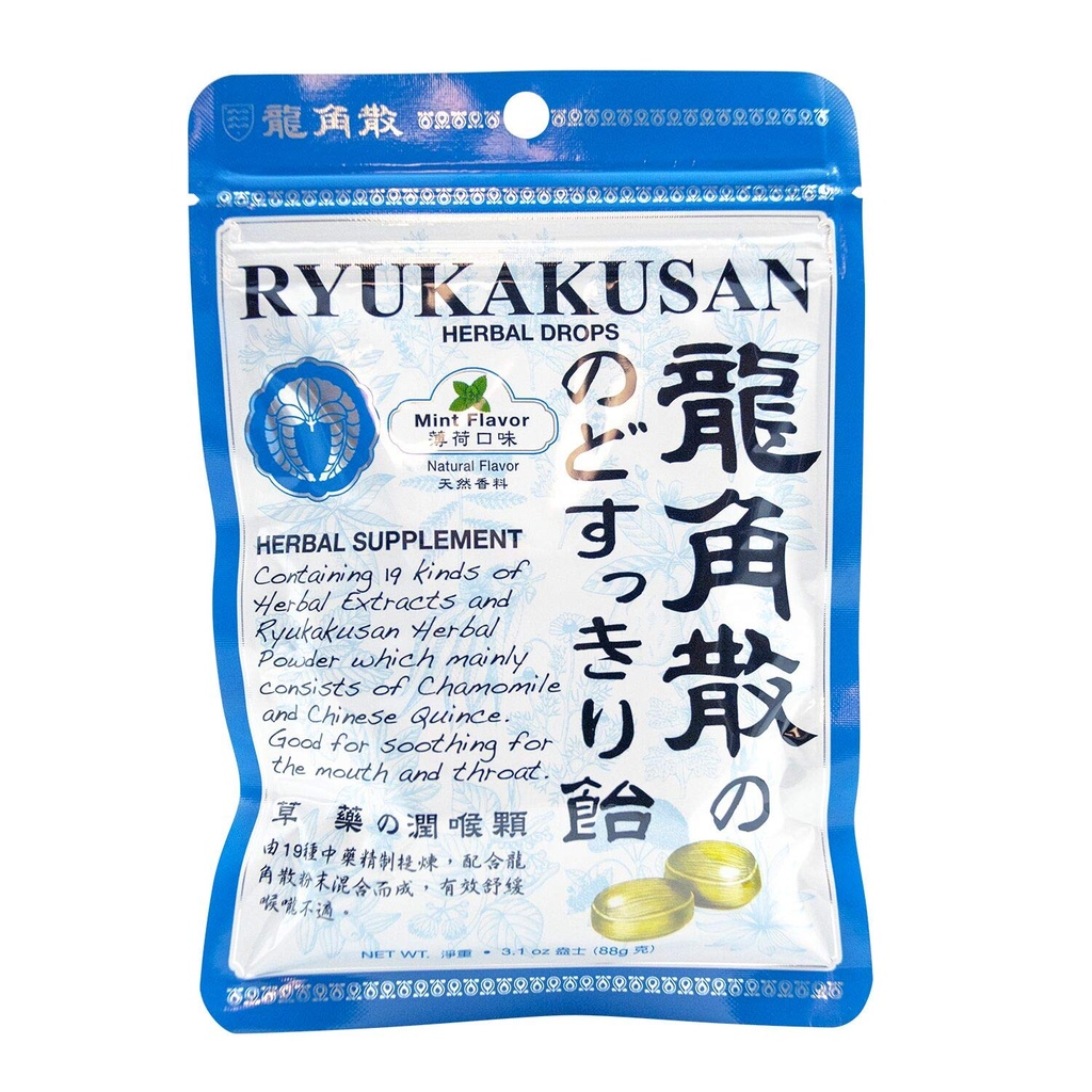 Ryukakusan Mint Flavor Herbal Drops (støtter hals, mund, øvre luftveje) (32 dråber) (1 pose) (Solstice)