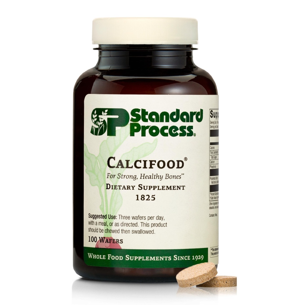 Standard Process Calcifood - Calcium supplement til benstyrke & Calcium Absorption - Bone Health Support til kvinder & mænd - Non- Dairy & Non- Soy - 100 Wafers