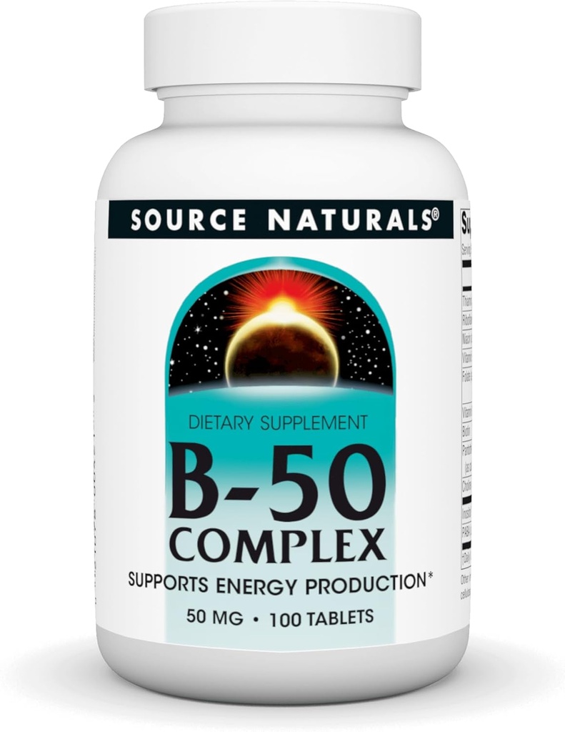 Source Naturals B- 50 Complex - Understøtter energiproduktion * - 50 mg - 100 tabletter