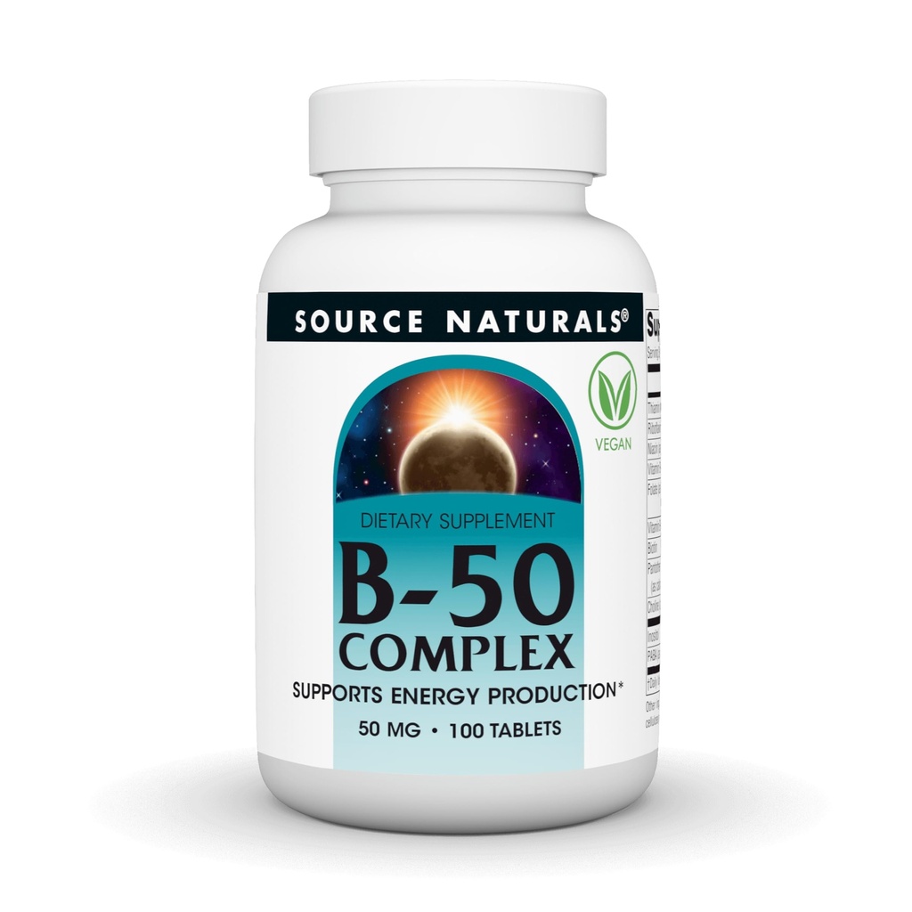 Source Naturals B- 50 Complex - Understøtter energiproduktion * - 50 mg - 100 tabletter