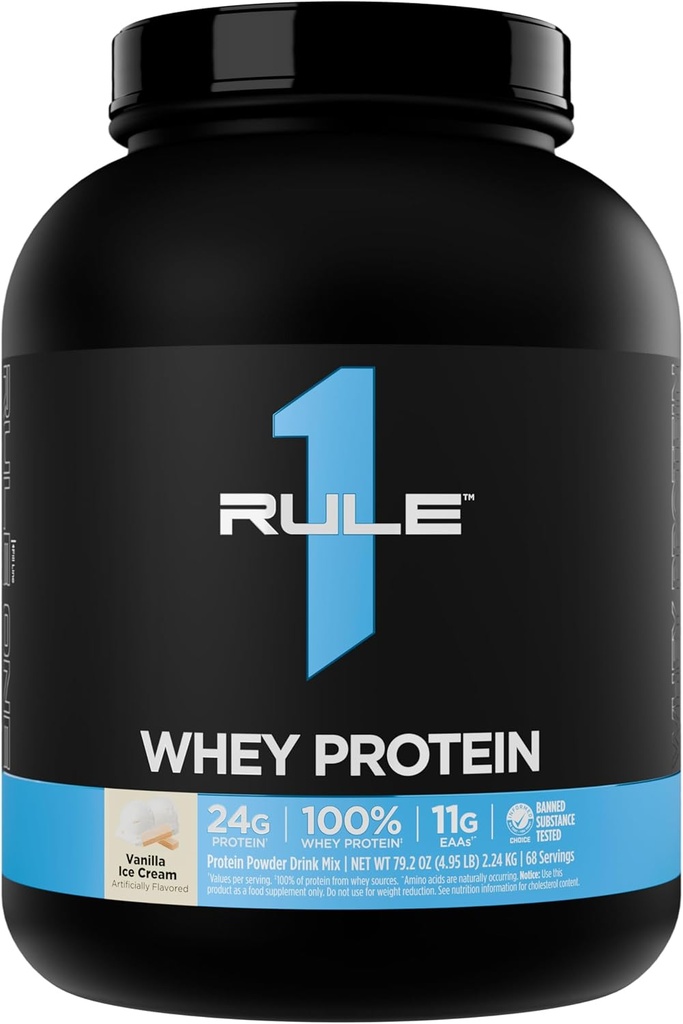 Regel 1 Whey Protein - 24g Fast- Actioning Protein fra All- Whey Kilder med naturligt occurering EAA & BCAA for workout Inddrivelse eller Anytime Brug (5 pounds *, Vanilla Ice Cream)