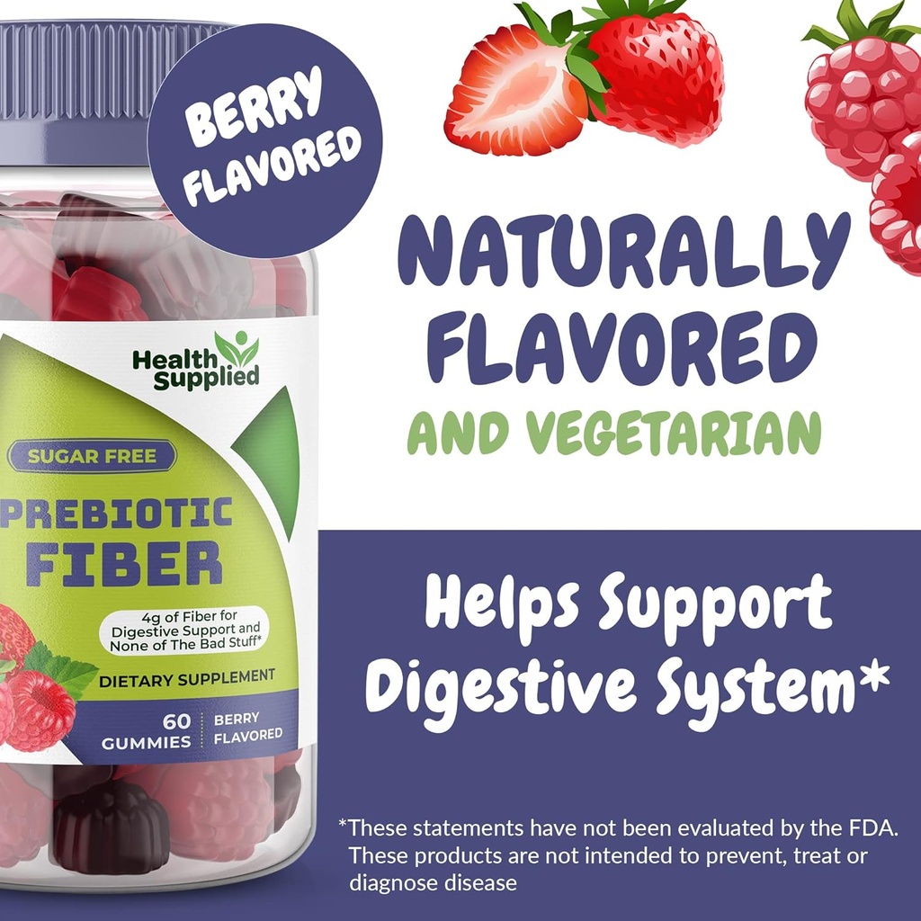 Sundhed Medfølgende blandet berry flavored Prebiotic Fiber Gummies - Understøtter fordøjelsessystemet Gut Cleansing, Forstoppelse Relief - Assister med vægttab Plan - Great Tasting og nem at synke