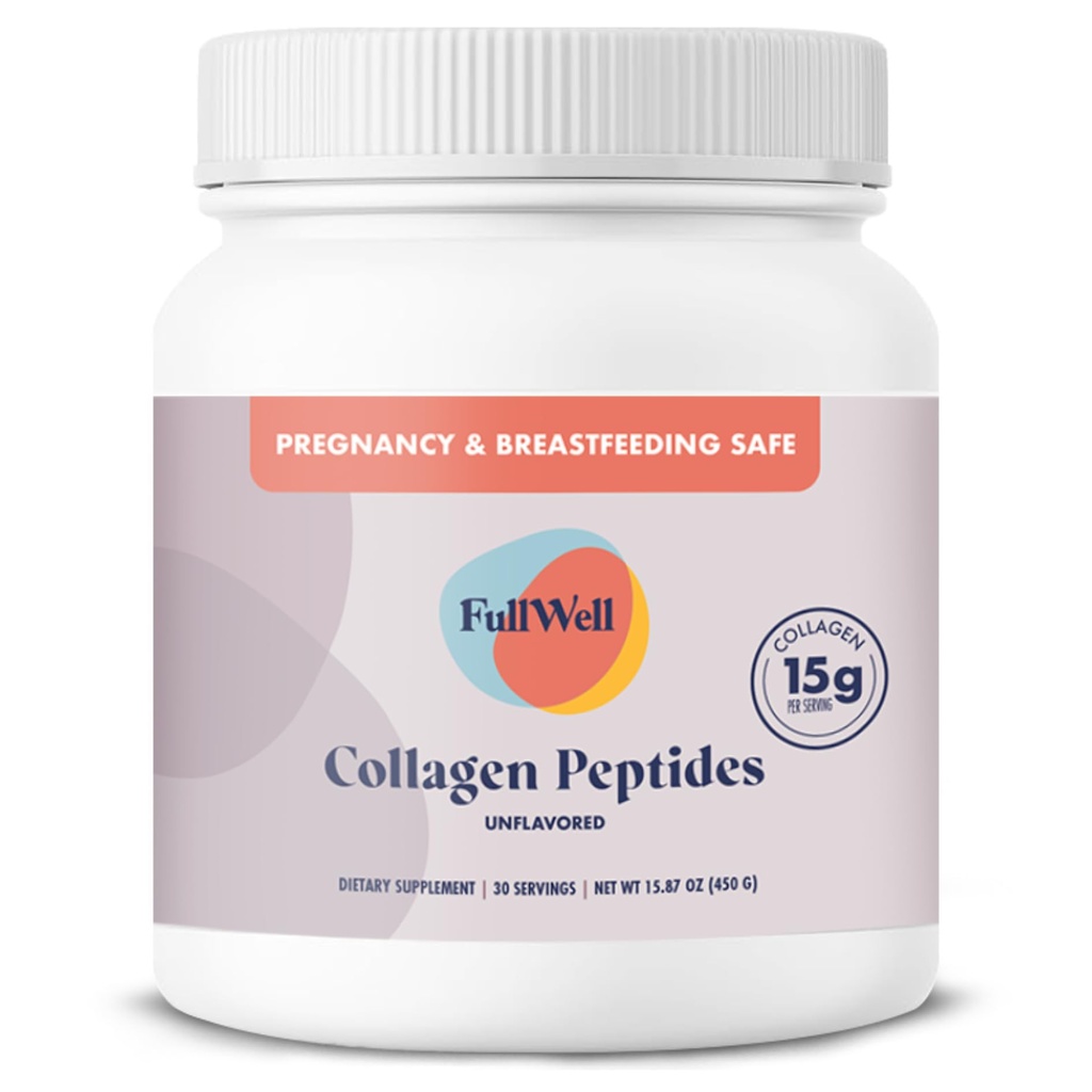 FullWell New Hydrolyzed Collagen Peptider, Amning & Graviditet Sikker Grass- Fed pulver til kvinder, 15g Unflavored Collagen, 30 Servere