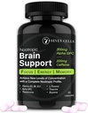 Brain Support Supplement med 300mg Alpha GPC & 200mg Natural Coffein & Vitaminer til kognitiv sundhed, energi, hukommelse og fokus - Brain Booster (60 kapsler, 1-måned Tilgang)