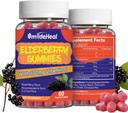 Elderberry Gummies, Elderberry Extract 300mg, with Vitamin C and Zinc, Strawberry Flavor Gummies, Non-GMOs, Gluten Free, Vegan-Friendly, Immune Support, 60 Count (Pack of 2)