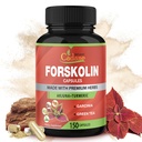 Organic Cadane Forskolin Supplement kapsler - 5in1 Koncentreret med gurkemeje Curcumin, Arjuna, Garcinia Cambogia, og grøn te - 150 kapsler til 5 Måneders forsyning