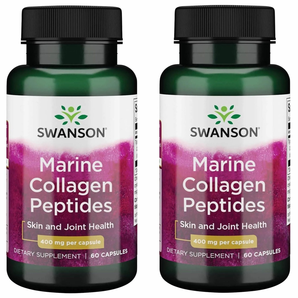 Swanson Hydrolyzed Fish Collagen Type I 400 Milligram 60 Kapsler (2 Pack)