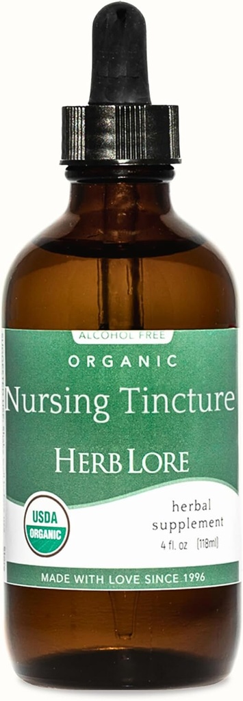 Herb Lore Organic Nursing Tinktur - Liquid Amning Support Drops at øge Breast Milk Tilgang med Moringa og Fennel - Fenugreek- Gratis Amning Supplement (4 fl oz)