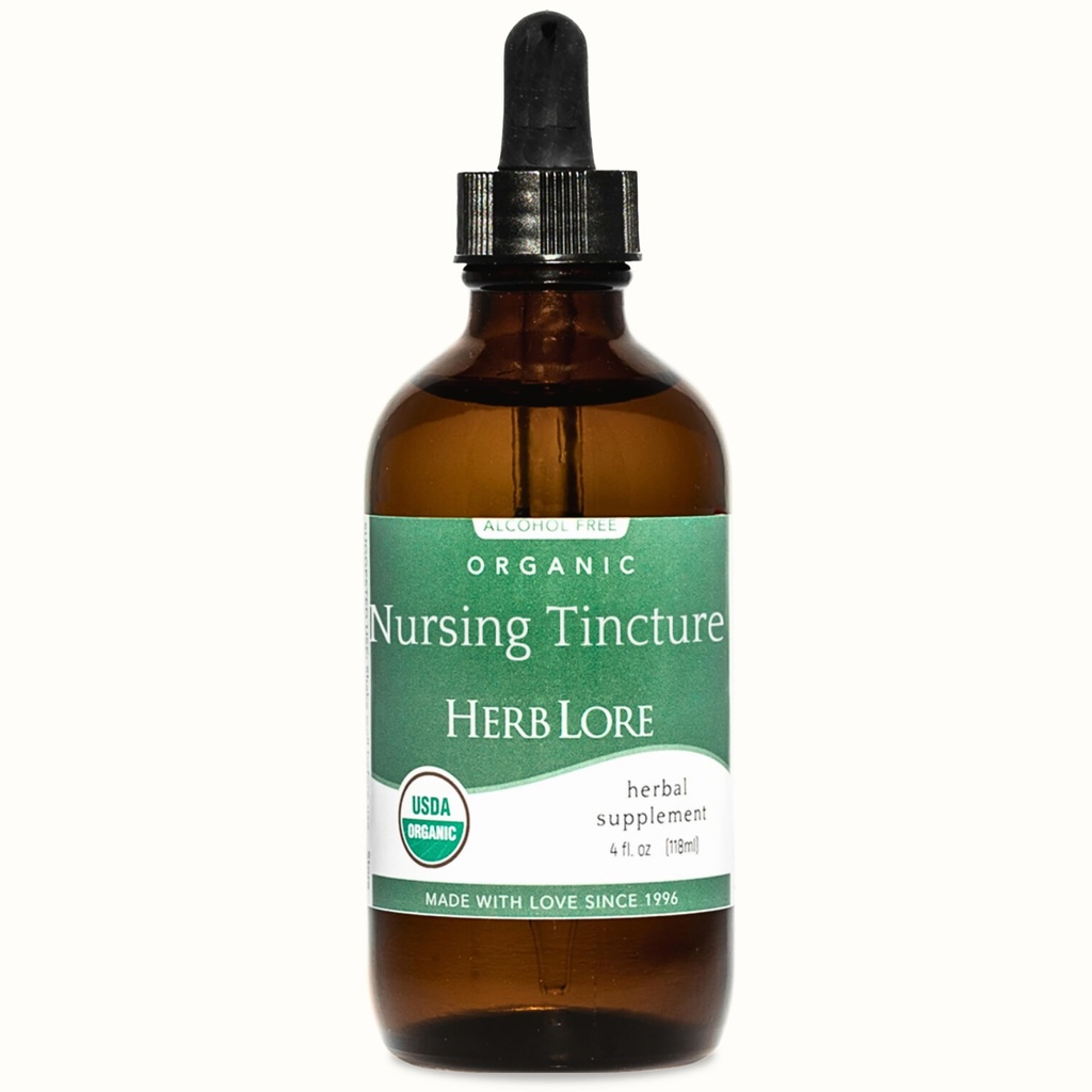 Herb Lore Organic Nursing Tinktur - Liquid Amning Support Drops at øge Breast Milk Tilgang med Moringa og Fennel - Fenugreek- Gratis Amning Supplement (4 fl oz)