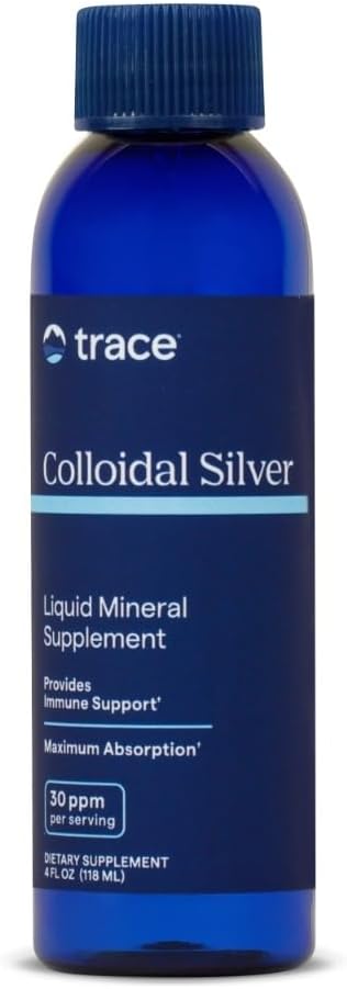 Trace Minerals - 124; kolloid sølvvæske - 124; 30 PPM Safe Dose Mineral Supplement, 99,99% Pure, Super- Oxygenated, Vegan - 124; 4 fl oz Flaske (1 pakke)