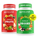 UpNourish Organic Fruits and Veggies Supplement - Support Diet Balance, Body Cleanse & Energy - 480 Frugter og Super Grønne Kapsler fra naturen - Frugt og grøntsager Kosttilskud til voksne & Børn