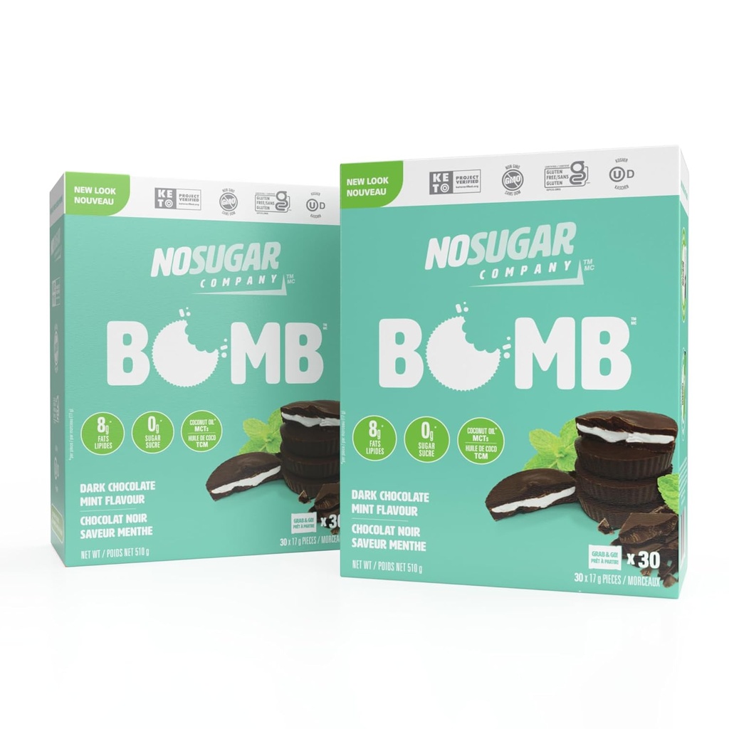 Ingen Sugar Keto Cups, Chokolade Mint, 60 Cups - Diabetic safe treat, Low Net Carb (1g), Sugar Free (0g) Keto Fat Bomb Snacks med 7g Sund Fedt - Gluten Free, All Natural, Non- GMO