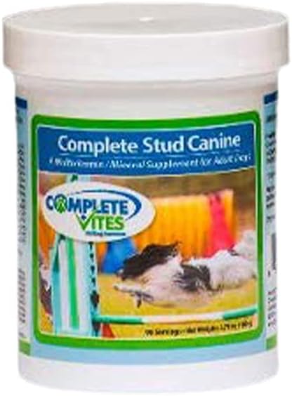 Komplet Stud Canine - Vitamin & Mineral supplement til avlshund - (< 20lbs) - 48 ernærings- Forbedre sperm / ynglepotentiale * * Omega fedtsyrer, aminosyrer, fordøjelsesenzymer + mere 105 mormer
