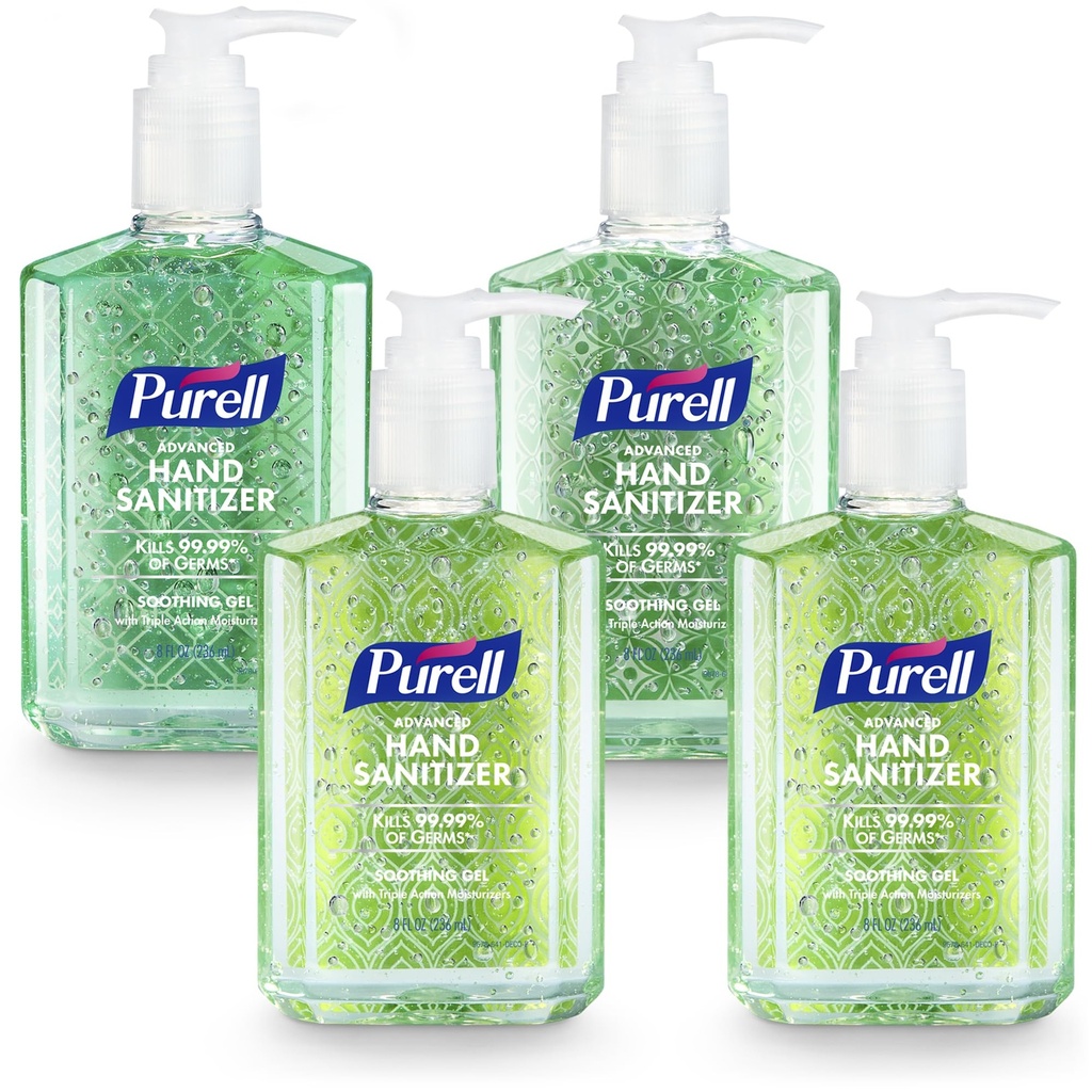 PURELL Advanced Hand Sanitizer Lindrende Gel, Fresh Duft, 8 fl oz Pumpflaske (pakke med 4), 9674-06- ECDECO