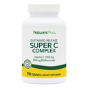 NaturePlus Super C Complex, Vedvarende udgivelse - 1000 mg, 90 Vegetariske tabletter - Høj potens immunforsvar supplement, Antioxidant - Forbedret absorption - Gluten- Free - 90 Serveringer