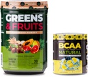 Nutrology Greens & Fruits Powder-Naturally Sourced Superfood, Vanilla Cinnamon (30 Servings) BCAA Natural, Plant Based BCAA Powder, Lemonade Flavor (30 Servings)
