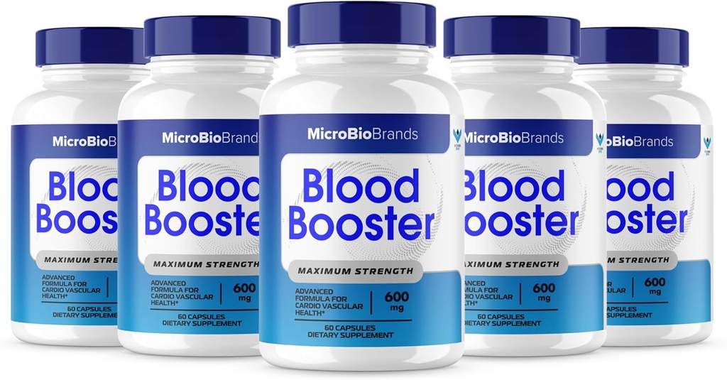 (5 Pack) Microbio Blood Booster, Micro Bio Blood Booster Natural Blood Flow Support Supplement, Micro Bio Brands Pills Advanced Microbiobrands Maximum Strength Support Formel (300 kapsler)