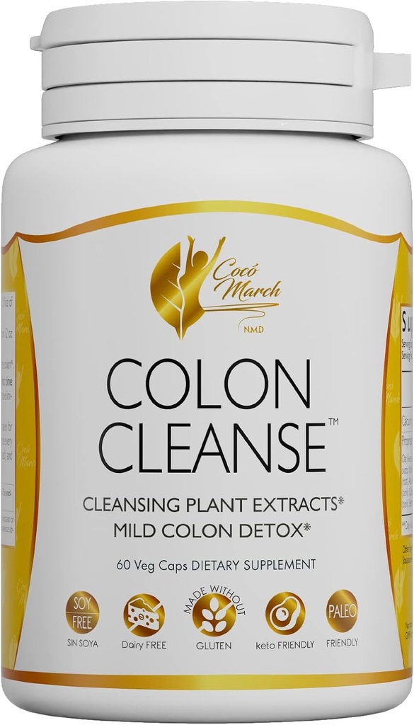 Cocó March N.M.D Colon Cleanse - Kosttilskud, Cleansing Plant Ekstrakter, Mild Colon Cleanse - Gluten Free, Dairy Free, Soy Free, Keto Friendly, Paleo Friendly, 60 Veg Caps - 15 Servere