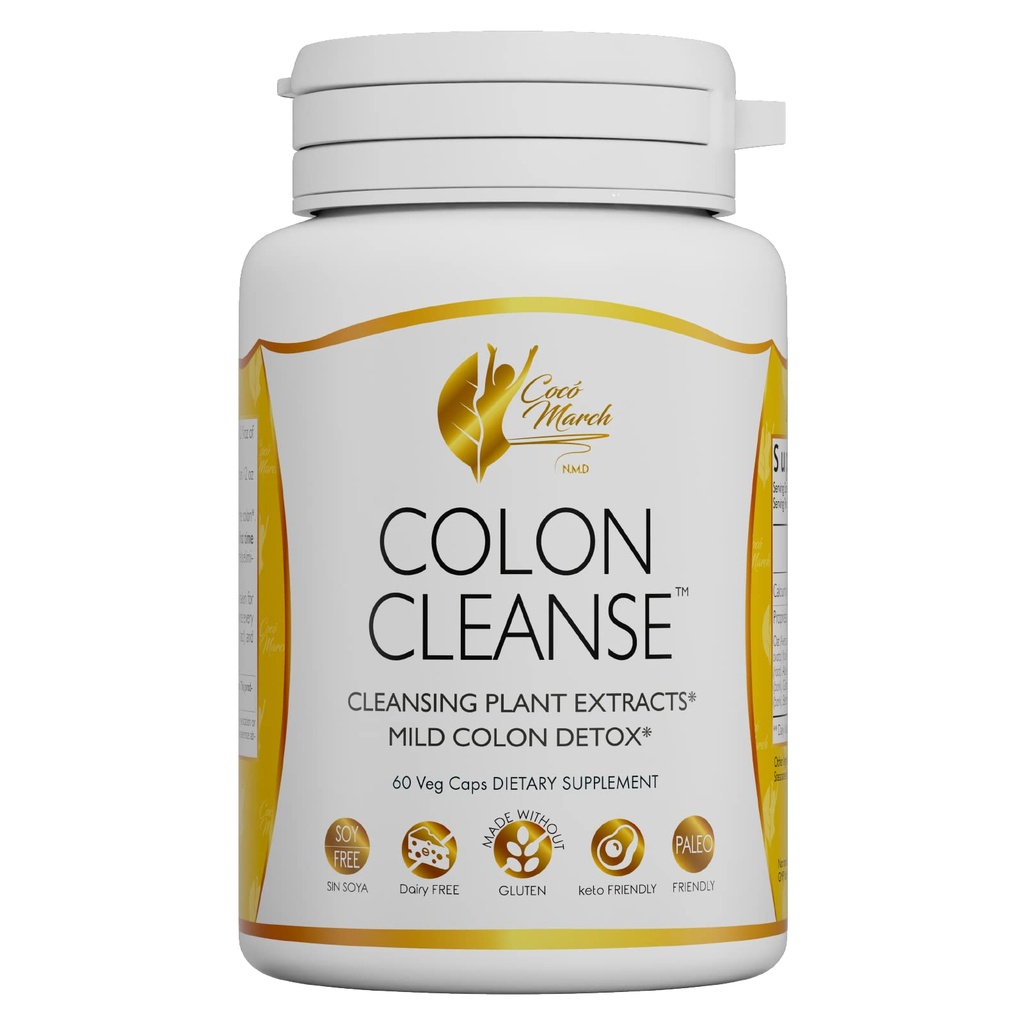 Cocó March N.M.D Colon Cleanse - Kosttilskud, Cleansing Plant Ekstrakter, Mild Colon Cleanse - Gluten Free, Dairy Free, Soy Free, Keto Friendly, Paleo Friendly, 60 Veg Caps - 15 Servere