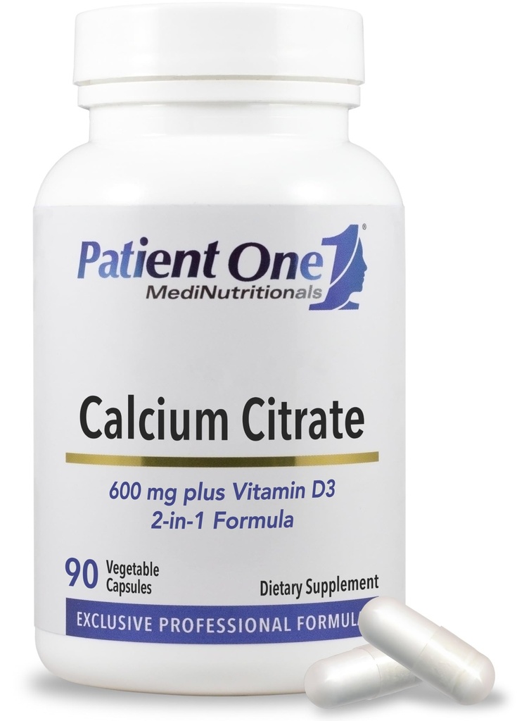 Patient One Calcium Citrate Plus D3- vitamin; supplement til støtte ben og hjerte sundhed *