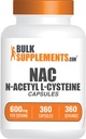 Bulkaddiments.com N- Acetyl L- Cysteine Capsules - N- Acetyl Cysteine 600mg, NAC Supplement - 600 mg per kapsel, Gluten Free - 1 NAC Capsule per servering, 360 kapsler (pakning med 1)
