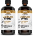 Norm 's Farms Wellness Black Elderberry Syrup med honning, kanel & nelliker - Lavet i USA, Naturlig immunforsvar, Ingen Alkohol eller Fillers, Glutenfri, Non- GMO, Vegan, Pure Elderberry Syrup - 2PK 8 Oz