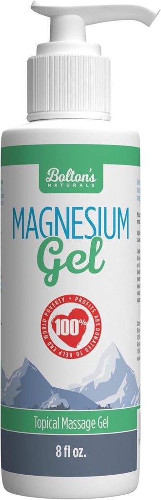 Boltons Naturals Topical Magnesium Gel 8 fl oz Beeg 124; Lindrende Magnesium Gel Beeg 124; Bedste til massage, Topical Skin Dermal Absorption