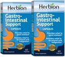 HERBION Naturals Gastro- intestinal Support Herbal Blend for Upset Mavesæk Relief, Gastrointestinal Sundhed og funktion, Lejlighedsvis Syrefordøjelse, Sund Intestinal Flora, 60 Vegicaps - Pakning med 2