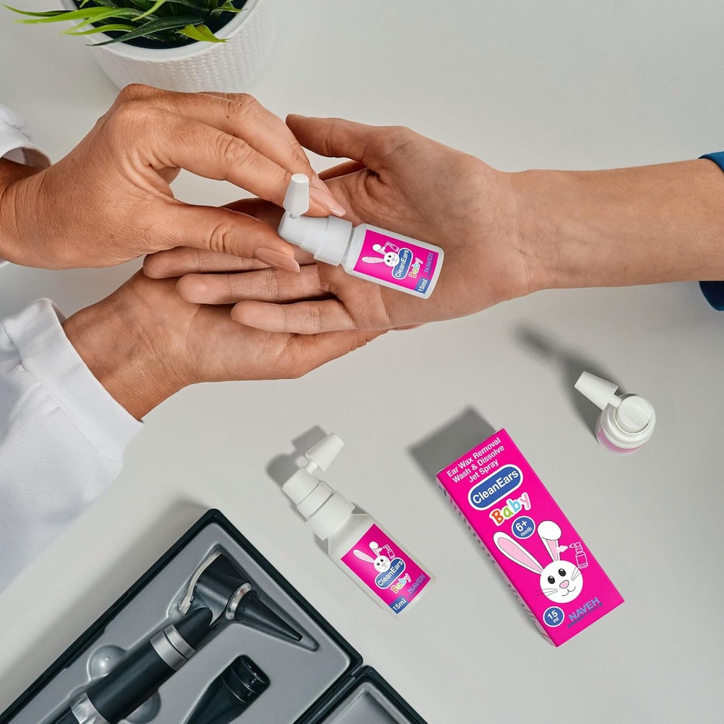 NAVEH PHARMA CleanEars Baby Earwax Removal Spray 0.5 Fl Oz (1 Enhed) + NAVEH PHARMA Dry Ears Spray 1 Fl Oz (1 Enhed)