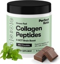 Perfekt Keto Collagen Protein Powder med MCT Oil - Grassfed, GF, Multi Supplement, Bedste til Ketogene Diets, Brug som Keto Creamer, i kaffe og shakes til kvinder & mænd (Mint Chocolate)