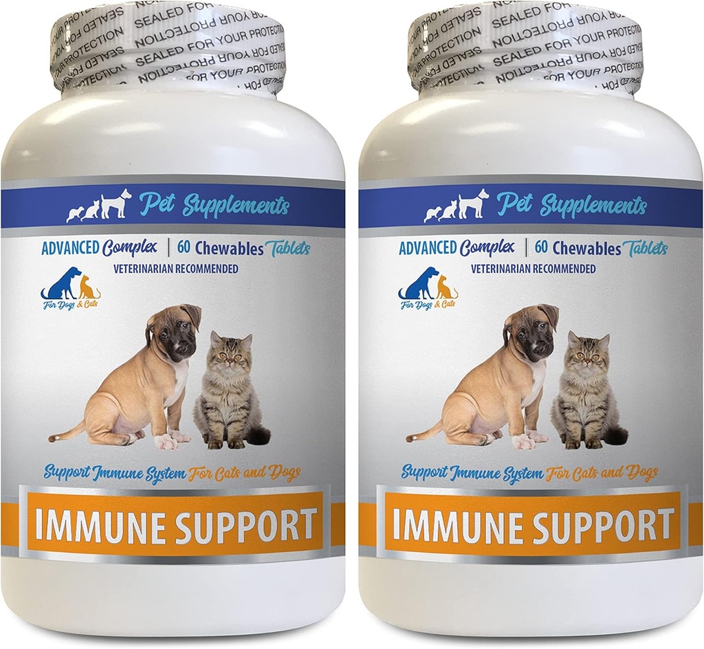 Dog Immune Support - PET Immune Support - for Dogs and Cats ONLY - Natural - VETS Choice - Dog Turmeric Supplement - 120 Treats (2 Bottles)