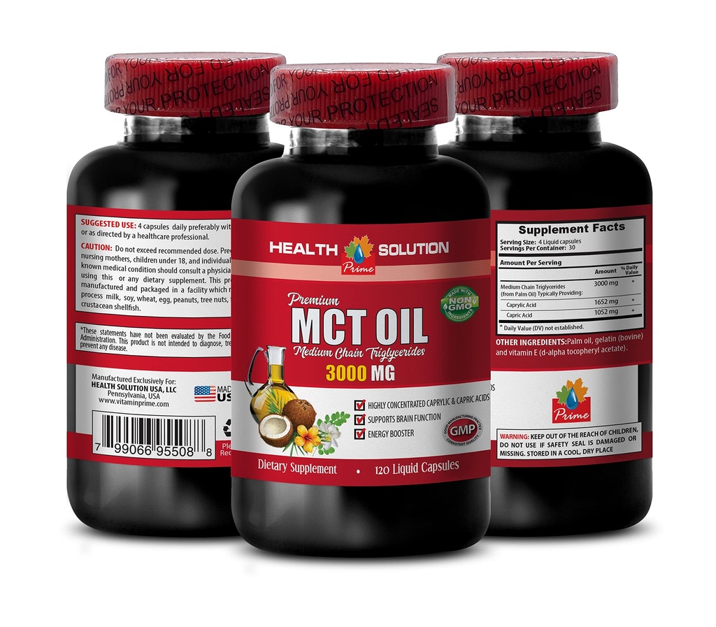 Immunsystemet Booster - MCT Oil 3600MG, 100% Pure - Medium Chain triglycerider, mct Oil Supplement softels, mct Oil Pills Organic, mct Oil Capsules, mct Oil Pills, mct Oil - 1 flaske (120 Softels)