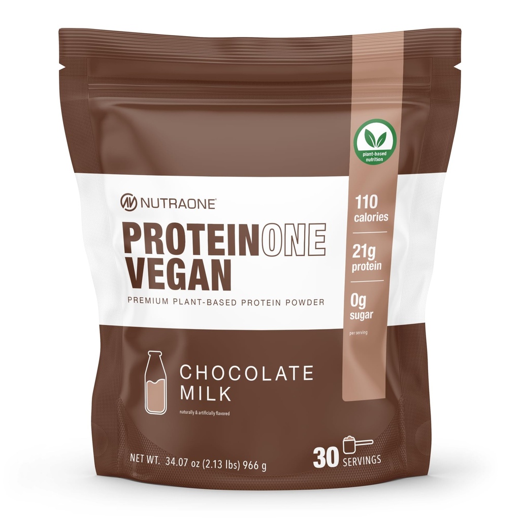 NutraOne ProteinOne Vegan Plant-Based Protein Powder Vegan Protein Powder, Dairy-Free, Pea and Rice Protein (Chocolate Milk)
