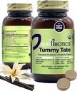 SUNBIOTICS Tummy Tabs - Chewable Probiotiske og Prebiotiske Tablets med 18 Millioner CFU 'er af 4 Probiotiske Strops til God Gut Flora, immunsystem, & Balanceret Microbiome - Vanilla, (Pack of 1)