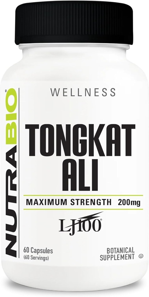 NutraBio Tongkat Ali Longjack 100 Supplement - Natural Support for Muscle Mass, Strength, Performance- Longjack Tongkat Ali for Men- 200mg per Capsule, 60 Servings