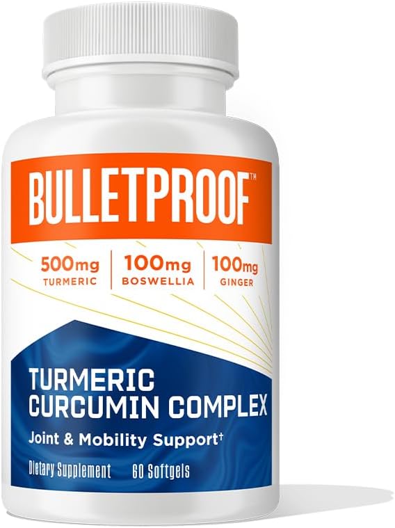 Bulletproof Gurkemeje Curcumin Complex Inflammation Response Softels, 60 Greve, Keto Supplement for fælles og inflation støtte, Antioxidant Support, Packaging May Vary