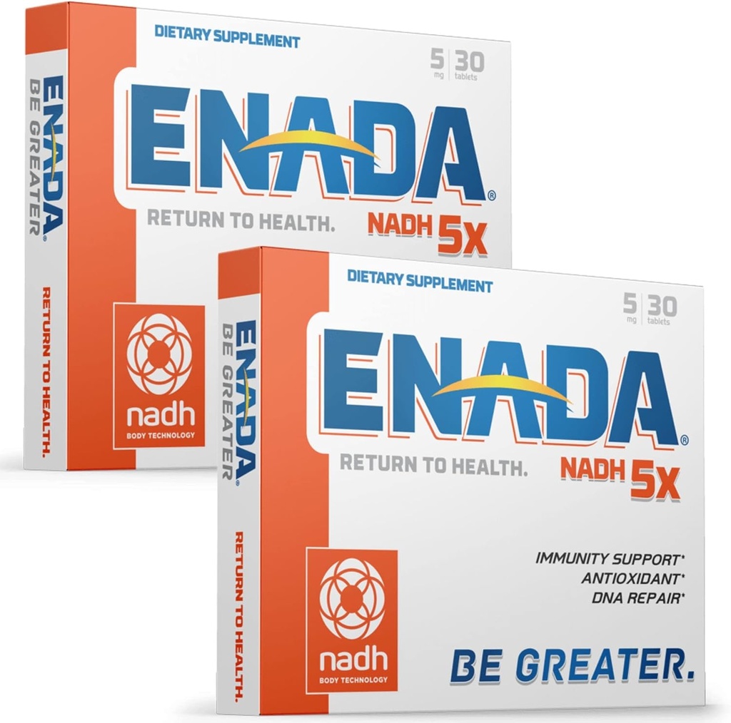 ENADA Nyt 5MG NADH supplement (Reduceret NAD) Mere effektiv end NMN Note 124; Natural Energy Supplement, der understøtter immunitet, DNA reparation, antioxidant Note 124; tjener som energi og hukommelse Booster Note 124; 60 tabletter...