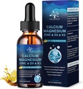 (1 Pack) Magnesium Calcium Zink supplement med vitamin D3 K2 til kvinder, Magnesium Glycinate Vegan flydende dråber til voksne Plus L- Theanine Boron Sea Moss Extract, Bone, Sleep & Leg kramper, 1 Fl Oz